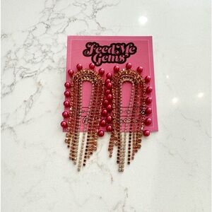 NWT Feed Me Gems Pink Pearl Rainbow Earrings